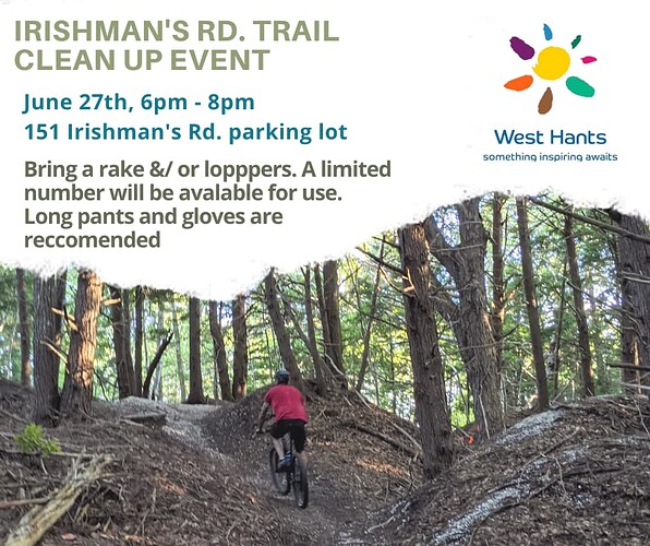 Irishman's Rd. TRail Clean up Event (Facebook Post)